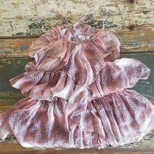 Cecico light animal print layered halter top, med.